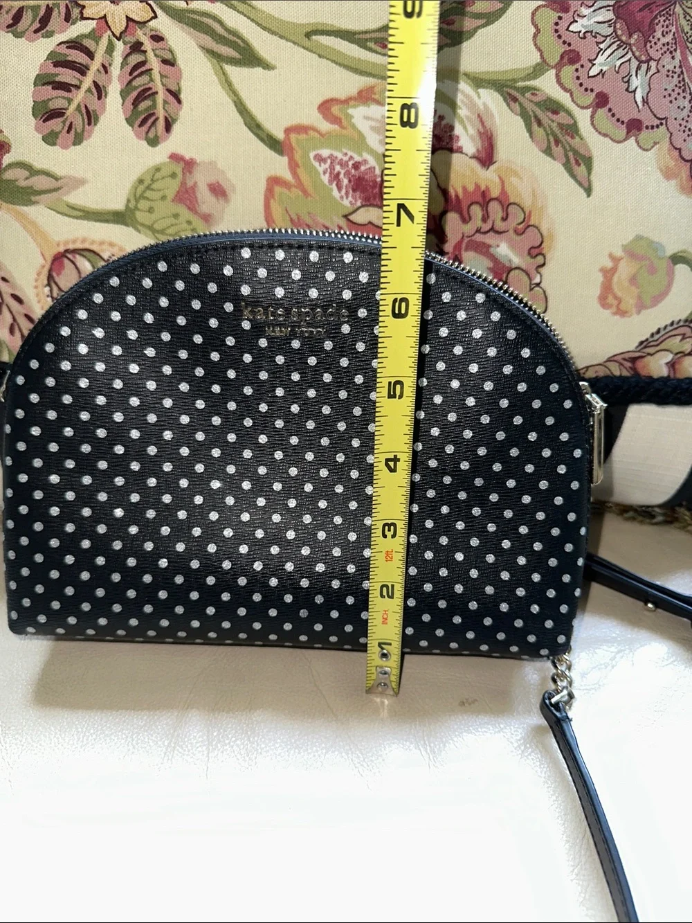 kate spade Black and Metallic silverPolka Dot Crossbody with Gold Chain ♠️